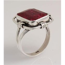 RUBY CORRUNDUM 31.16CTW UNIQUE DESIGN .925 RING