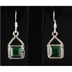 EMERALD BERYL 24.60CTW SILVER HOOK EARRING
