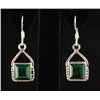 Image 1 : EMERALD BERYL 24.60CTW SILVER HOOK EARRING