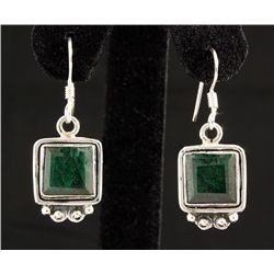 EMERALD BERYL 32.85CTW SILVER HOOK EARRING