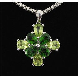 3.52CTW Chorme Diopside&Peridot Silver Pendant 2.06g