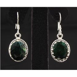 EMERALD BERYL 37.26CTW SILVER HOOK EARRING