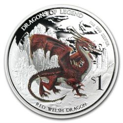 2012 1 oz Proof Silver Dragons of Legend - Red Welsh