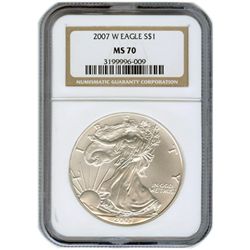 Burnished 2007-W Silver Eagle MS70 NGC