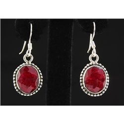 RUBY CORRUNDUM 28.85CTW SILVER HOOK EARRING