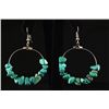 Image 1 : NATURAL 37.71CTW TURQUOISE HOOP SILVER HEARRING