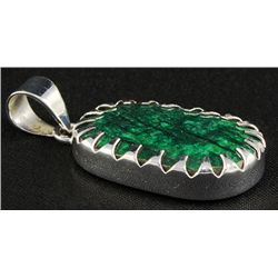 NATURAL EMERALD BERYL 31.18CTW SILVER PENDANT