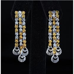 5.55g New 3Rows Diamond Cut 2Tone Gold Plated Silver Ea