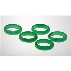 Natural 106.5ctw Rich Green Jade Rings SZ 9.5 Lot of 5