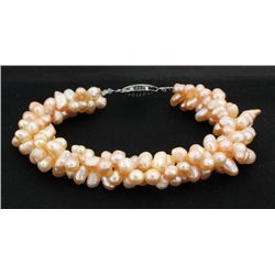 148.3CTW 7" PEACH RICE PEARL BRACELET METAL LOCK