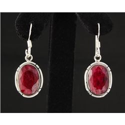 RUBY CORRUNDUM 23.71CTW SILVER HOOK EARRING