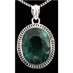 NATURAL EMERALD BERYL 52.08CTW SILVER PENDANT