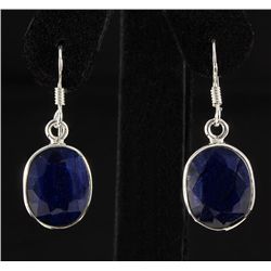 SAPPHIRE CORRUNDUM 33.04CTW SILVER HOOK EARRING