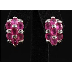 7.00ctw Pink Ruby Sterling Silver Cluster Earring 5.51g