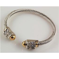 27.85G ANTIQUE SILVER 2TONE TWISTED BANGLE BRACELET