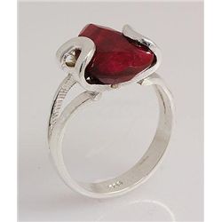 RUBY CORRUNDUM 18.03CTW UNIQUE DESIGN .925 RING
