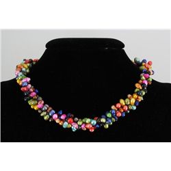 432.1CTW 16" MULTICOLOR RICE PEARL NECKLACE METAL LOCK