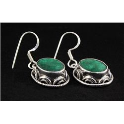 EMERALD BERYL 39.41CTW SILVER HOOK EARRING
