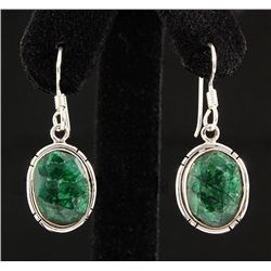 EMERALD BERYL 25.57CTW SILVER HOOK EARRING