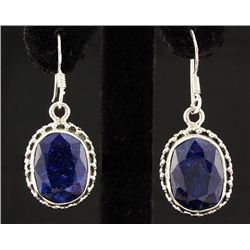 SAPPHIRE CORRUNDUM 50.58CTW SILVER HOOK EARRING
