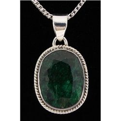 EMEARLD BERYL 32.16CTW STERLING SILVER PENDANT