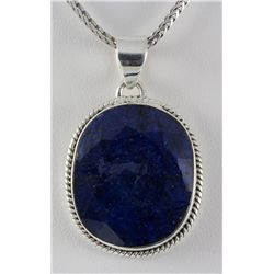 SAPPHIRE CORRUNDUM 51.41CTW SILVER PENDANT