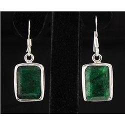 EMERALD BERYL 36.84CTW SILVER HOOK EARRING