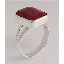 RUBY CORRUNDUM 25.00CTW BEZEL DESIGN SILVER RING