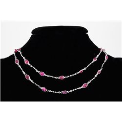 Natural Ruby 29.68CT in Silver SwivelLinkChain Necklace
