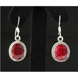 RUBY CORRUNDUM 29.90CTW SILVER HOOK EARRING