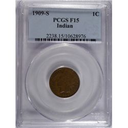 1909-S INDIAN HEAD CENT PCGS FINE 15