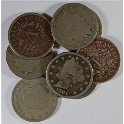 8 DIFFERENT V NICKELS (84,87,88,89,91,92,93,94) AG-GOOD