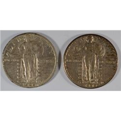 1929-D XF & 1929-S AU STANDING LIBERTY QUARTERS