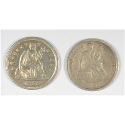 1855 XF/AU & 1875-CC F/VF SEATED DIMES