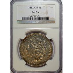 1882-O/S MORGAN DOLLAR NGC AU 55 NICE