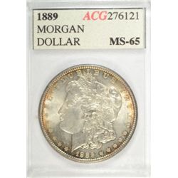 1889 MORGAN DOLLAR ACG MS65 NICE COIN, AT LEAST MS64