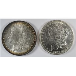 1896 GEM BU TONED & 1896-O AU MORGAN DOLLARS
