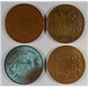 Image 1 : 4 DIFFERENT TWO CENT PCS (1864,1865,1867,1869) AG-GOOD