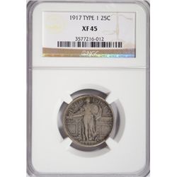 1917 T-1 STANDING LIBERTY QUARTER NGC XF-AU 45