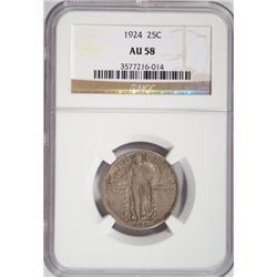 1924 STANDING LIBERTY QUARTER NGC AU 58