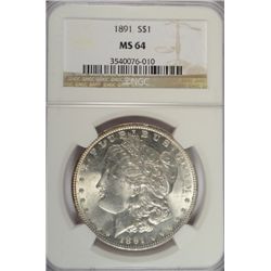 1891 MORGAN DOLLAR NGC MS-64