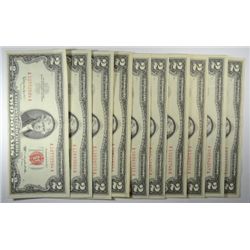 10 $2 RED SEAL NOTES. ALL NICE VF-XF