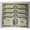 Image 1 : 4 1953 $2 NOTES CONSECUTIVE SERIAL NUMBERS