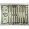 Image 1 : 10 CONSECUTIVE $2 1976 BICENTENNIAL STAMPED NOTES