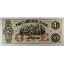 18-- $1 SUSSEX BANK NOTE CU