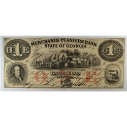 1857 $1 MERCHANTS & PLANTERS BANK NOTE VF