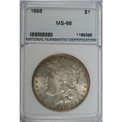 1898 MORGAN SILVER DOLLAR, NNC MS-66  100% ORIGINAL