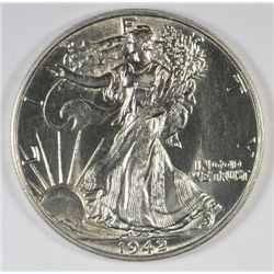 1942 WALKING LIBERTY HALF DOLLAR, MS-65  WHITE