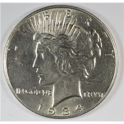 1934 PEACE SILVER DOLLAR, MS-62  WHITE