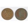 Image 1 : 1828 HALF CENT 13 STARS VF & 1854 HALF CENT VF/XF